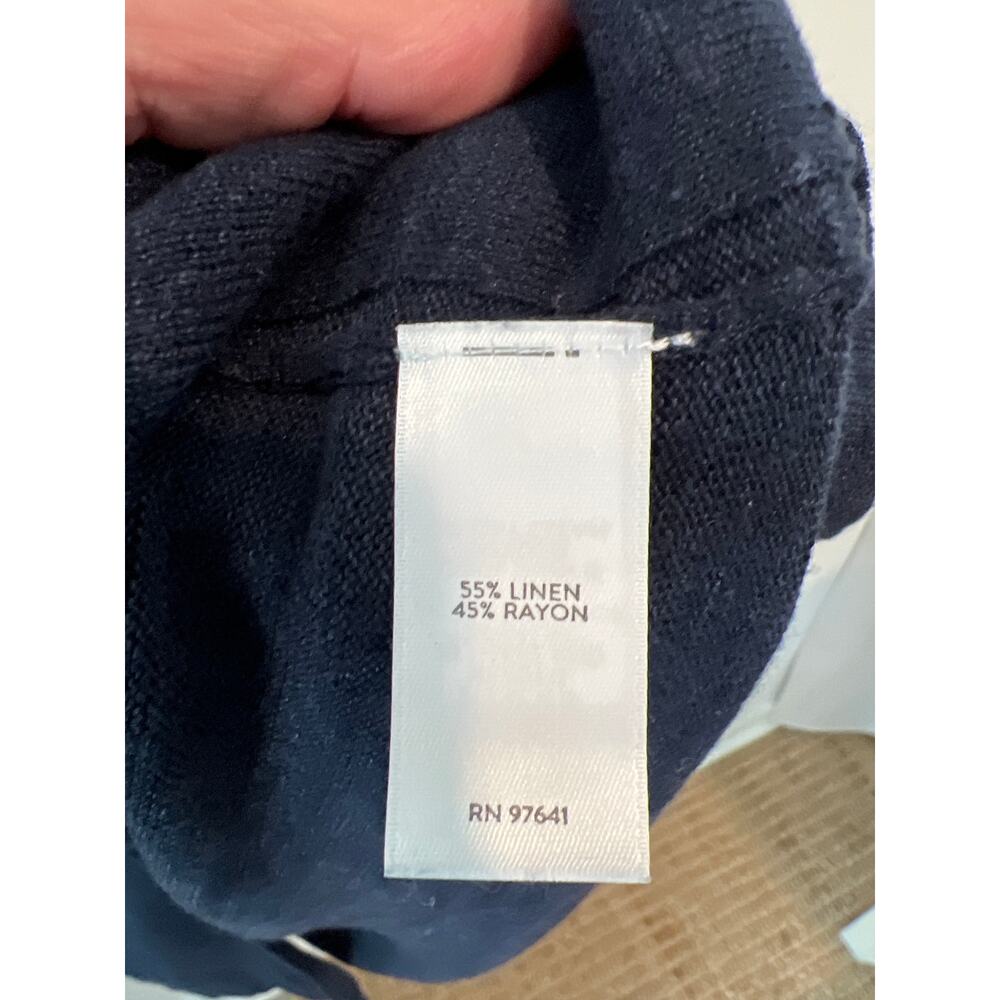 J.Jill size XL navy blue short sleeve linen & viscose cardigan sweater - Picture 3 of 3